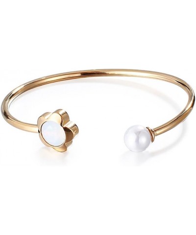 Unique 14K Gold Freshwater Pearl Open Cuff Bangle for Women, Exquisite Crystal Design, Fashion Open Bangle Bracelet, Ideal Ch...