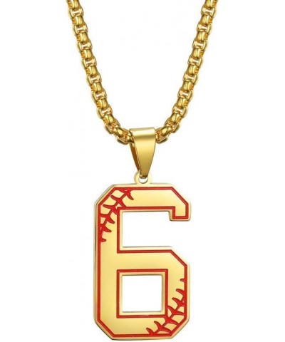Inspiration Baseball Jersey Number 0-9 Necklace Silver/Gold/Black Stainless Steel Charms Number Pendant for Women Men Gold-6 ...
