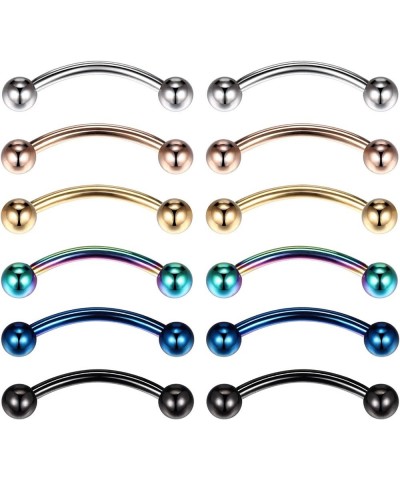 18G 16G Eyebrow Rings Curved Barbell Stainless Steel 6 8 10 12 14mm Navel Rings Lip Labret Eyebow Body Jewelry Piercing 12Pcs...