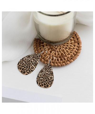 Faux Leather Earrings, Teardrop Dangle Earrings, Lightweight Dangle For Women Girls Brown Leopard $6.49 Earrings