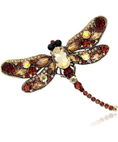 Hsakess Artificial Crystal Rhinestone Dragonfly Brooch Pin Animals Pin Gift for Women Outfits Decoration,Pink, 9.1*7.5cm Brow...