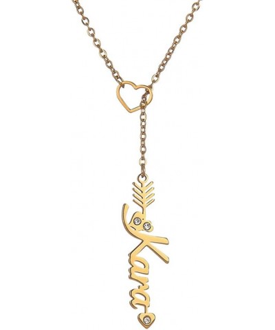 Heart Shaped Arrow Y Necklace with Name 18 + 2 in Made of PVD Gold Plated Stainless Steel Kara Stainless Steel $8.26 Necklaces