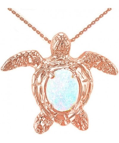 10k Rose Gold Sea Turtle White Stone Shell Pendant Necklace 22.0 Inches $95.99 Necklaces
