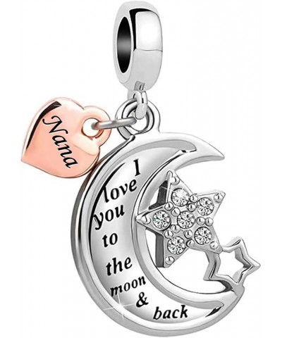 I Love You to the Moon and Back Stars Heart Dangle Birthday Charms Compatible with Pandora Bracelet for Mom Auntie Daughter S...