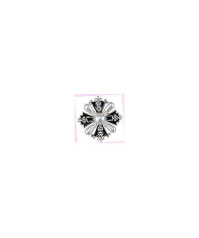 Dynamic Elegant Maltese Cross Black Pearl Enamel Rhinestone Brooch Rhinestone Brooch Pin for Women $22.01 Brooches & Pins