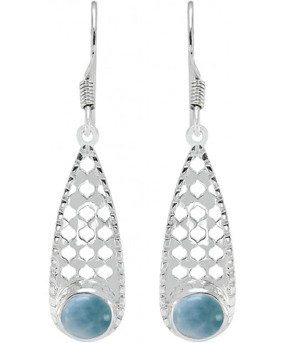 Silver Gemstone Dangle Earrings for Women, Dangle Earrings for Women Sterling Silver Filigree, Round Stone Dangle Earrings La...