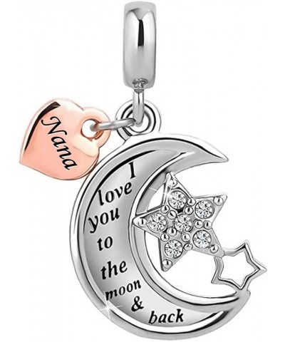 I Love You to the Moon and Back Stars Heart Dangle Birthday Charms Compatible with Pandora Bracelet for Mom Auntie Daughter S...