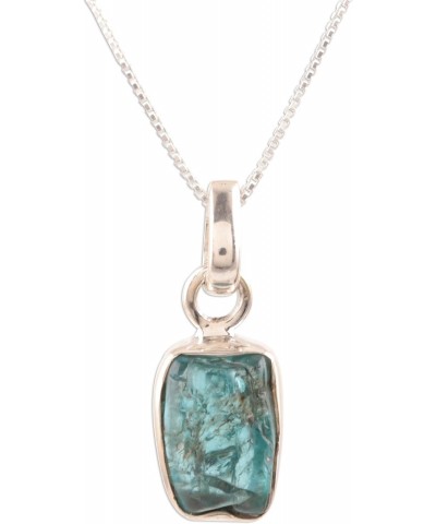 Handmade Apatite Pendant Necklace Nugget Crafted in India .925 Sterling Silver Gemstone 'Appealing Sea' $19.24 Necklaces