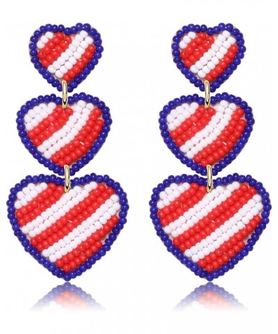 Beaded Earrings Valentine's Day Earring for Women Girls Handmade Love Heart Drop Dangle Earrings Valentine's Day Gifts Red Wh...