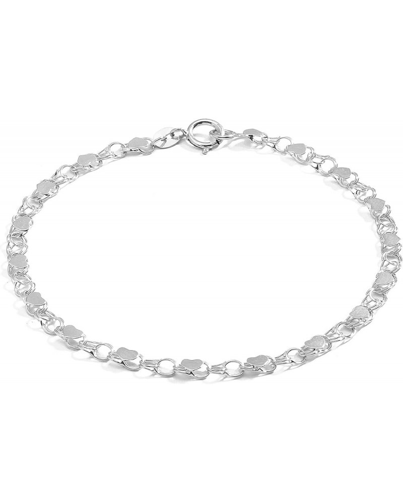 10k Fine Gold 3.5mm Heart Bracelet and Anklet for Women and Girls White Gold 7.0 Inches $50.29 Anklets