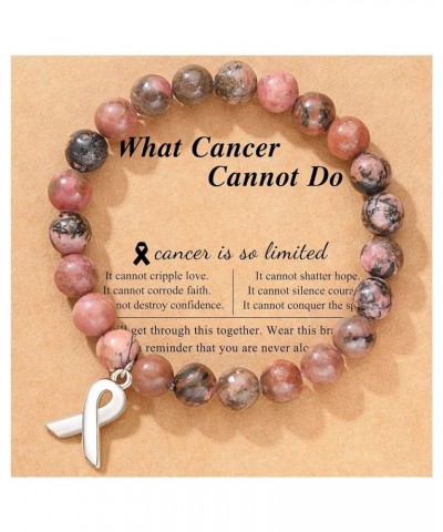 Breast Cancer Bracelet for Women Natural Stone Bracelet for Girls Inspirational Bracelet Breast Cancer Gifts C $9.17 Bracelets