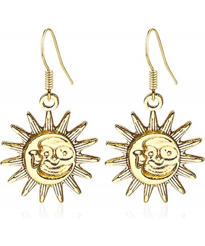 Asymmetrical Sun And Moon Dangle Earrings Boho Moonstone Drop Earrings Statement Mismatched Hollow Moon Star Sun Earrings For...