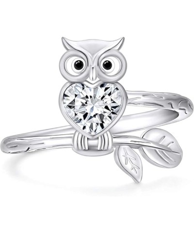 Created Heart Shape White Diamond 925 Sterling Silver 14K Gold Finish Engagement Wedding Night Owl Promise Ring For Women Whi...
