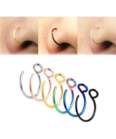 Nose Rings Hoop Stainless Steel Nose Piercing Jewelry Fake Lip Hoop Rings for Women Men Gold $3.59 Body Jewelry