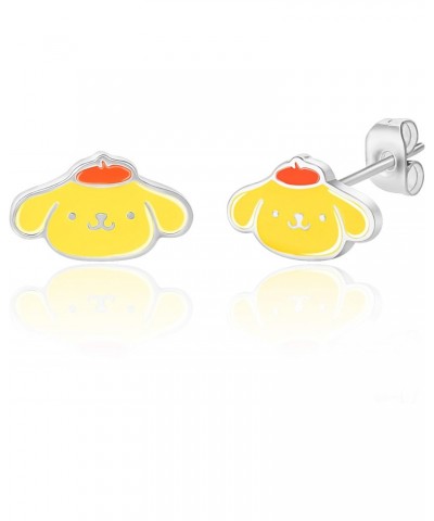 Sanrio Womens and Friends Pompompurin Stud Earrings - Silver Plated and Enamel Purin Earrings Official License $12.30 Earrings