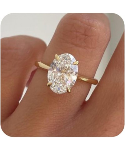 Gold Diamond Rings for Women Dainty Gold Engagement Rings | Round | Oval | Peal | Rectangle Cut Solitaire Cubic Zirconia CZ W...