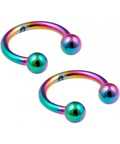 2pc 16g Rainbow Circular Barbell Horseshoe Earrings Anodized Stainless Steel Tragus Daith Helix 8mm $8.09 Body Jewelry