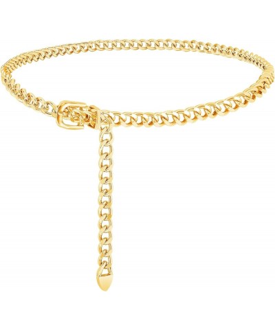 Metal Gold/Silver Chain Belt for Women Dress Jeans Moon Sun Waist Chain Rhinestone Adjustable for Plus Size 1-Gold Chain XL-F...
