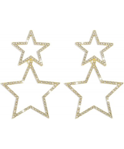 Gold Star Tassel Dangle Drop Earrings Big Pentagram Meteor Lucky Star Earrings Rhinestone Crystal Stars Long Tassel Earrings ...