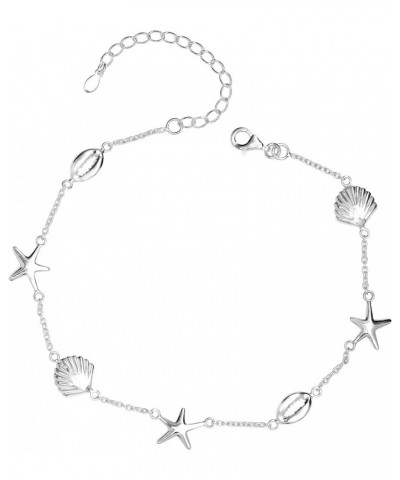 Sterling Silver Light-Weight Beaded Adjustable Foot Bracelet Anklet for Teen Women Conch Starfish-10.5 $13.56 Anklets