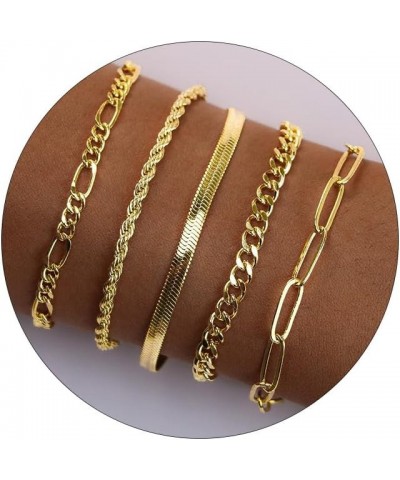 Gold Bracelets for Women Trendy 14k Real Gold Plated Dainty Bracelet Stack Set Cute Stackable Beaded Tennis Snake Cuban Link ...