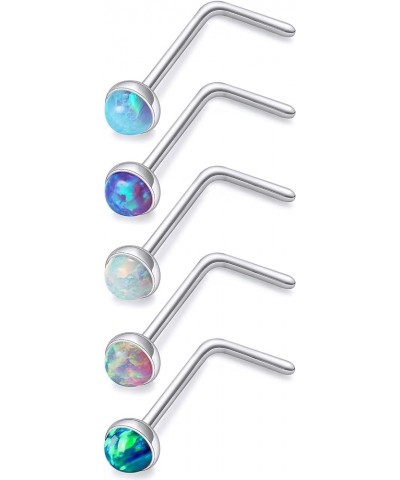 18G 20G 22G Titanium Nose Rings Opal Nose Studs for Women Men G23 Opal Nose Rings Nostril Piercing Jewelry Top Opal 1.5mm 2mm...