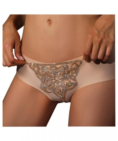 Women Sexy Rhinestone Waist Body Chain Bikini Thong Panties Crystal Body Chain Jewelry (Gold) Flower Pattern $9.17 Body Jewelry