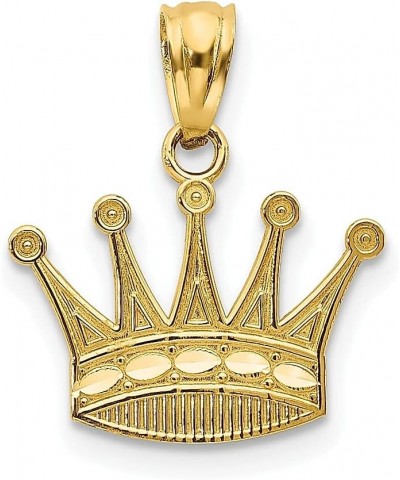 14k Yellow Gold Crown Necklace Charm Pendant Fine Jewelry For Women Gifts For Her $41.63 Pendants