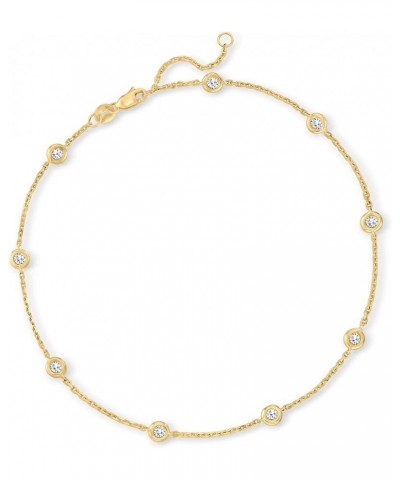 14kt Gold Bezel-Set Diamond Station Anklet .50 ct. t.w. in Yellow Gold 9.0 Inches $245.00 Anklets